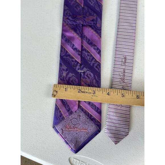 Robert Graham Silk Purple Stripe Jacquard Luxury Necktie Knowledge Wisdom Truth - Picture 6 of 6